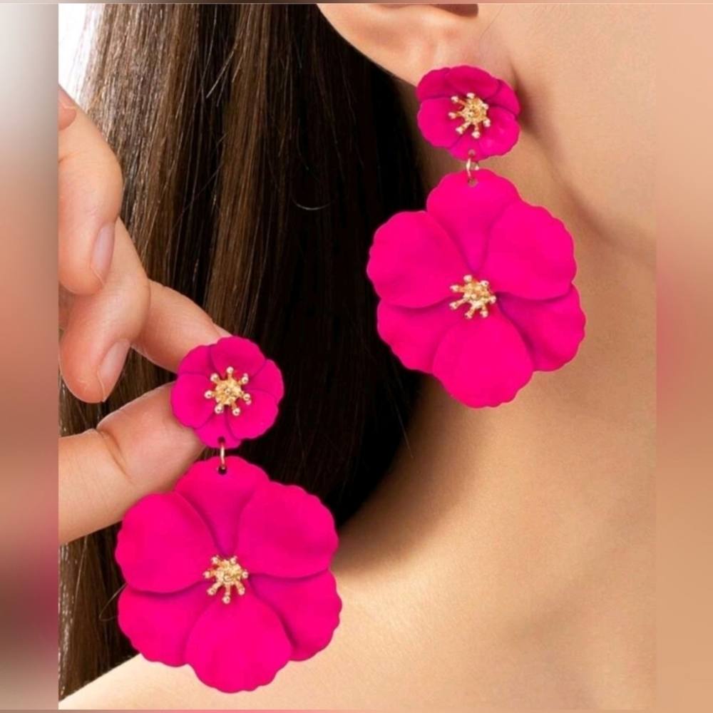 Paisley Top Earrings Set Bohemian Outfit Pink Tassel Earrings S M L XL - Picture 5 of 7